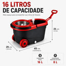 Mop Giratório 3 em 1 Cesto Inox 16 Litros Lava e Seca Centrifuga 360