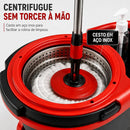Mop Giratório 3 em 1 Cesto Inox 16 Litros Lava e Seca Centrifuga 360