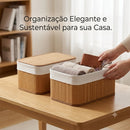 Kit 3 Cestos de Bambu Multiuso com Forro Lavável Casa Organizada e Elegante