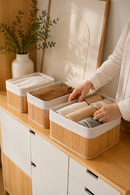 Kit 3 Cestos de Bambu Multiuso com Forro Lavável Casa Organizada e Elegante