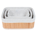 Kit 3 Cestos de Bambu Multiuso com Forro Lavável Casa Organizada e Elegante