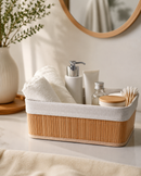 Kit 3 Cestos de Bambu Multiuso com Forro Lavável Casa Organizada e Elegante