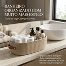 Cesto Organizador Maison Cotton™ – Corda de Algodão com Alças em Couro