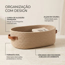 Cesto Organizador Maison Cotton™ – Corda de Algodão com Alças em Couro