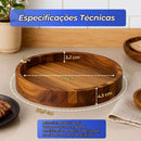 Teca Prime™ – Gamela Premium em Madeira Teca com Tampa de Vidro 30,5cm